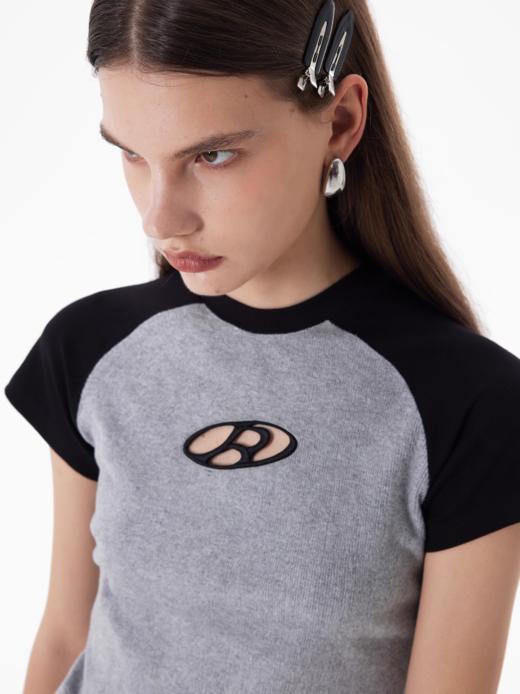 出逃赤岗西/22SST31/重磅拼色插肩袖短袖T恤 商品图2