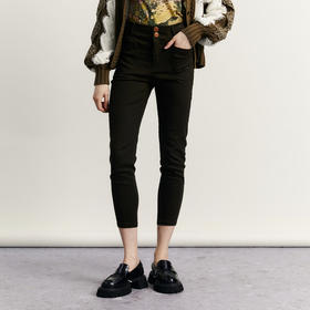 谜底修身铅笔裤女2023秋季新款百搭高腰棉弹休闲九分裤233MK1057