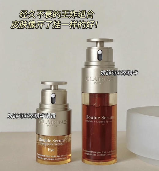 【强强联手】Clarins娇韵诗双萃焕活两件套 双萃精华50ml眼精华20ml套装 去黄滋润修护淡纹 商品图1