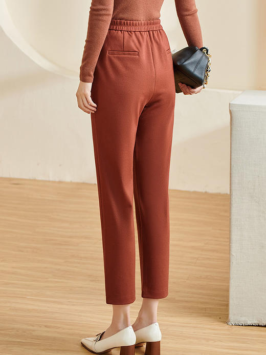 剩S/M/L/XL 米思阳2024秋季新款百搭简约针织休闲裤修身纽扣九分直筒裤子2867 商品图2