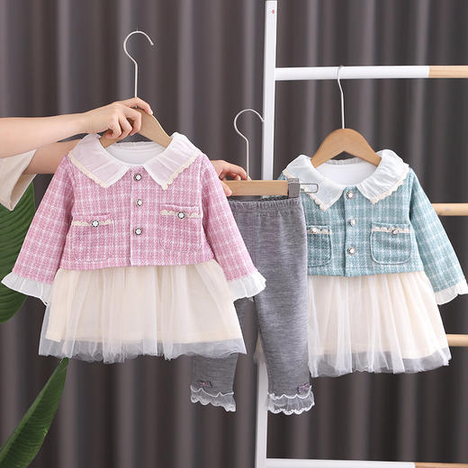 【小香风系列！洋气可爱】2023新款三件套小女孩春秋款小香风，时尚可爱，透气舒适的面料，让小女孩在春秋季节也能穿出时尚感。rysh 商品图0