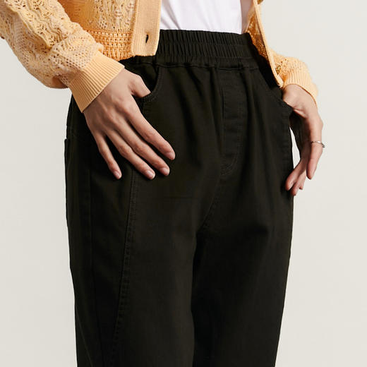 谜底休闲裤女2023秋季新款百搭松紧腰宽松萝卜裤九分裤233MK1026 商品图3