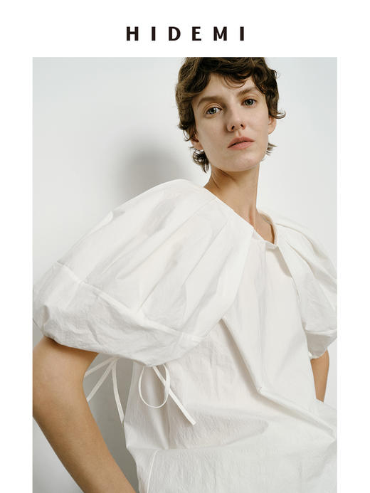 HIDEMI 特殊工艺纸感微浮雕艺术面料抽绳设计感大翻领上衣 商品图10