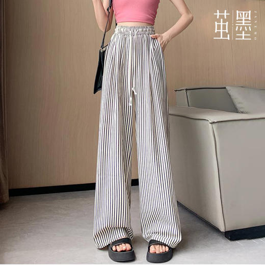 茧墨 减龄慵懒风竖条阔腿裤 商品图2