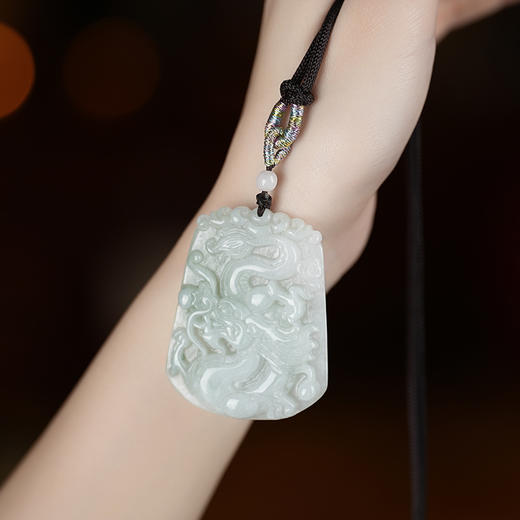天然翡翠龙牌吊坠玉坠挂件项链百搭质感男女同款 商品图3