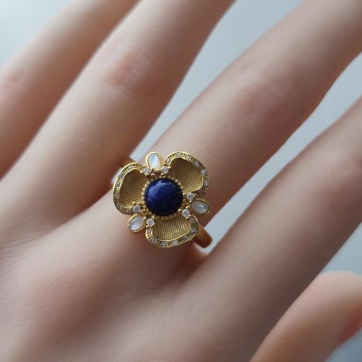 925银镀金青金石戒指 商品图3