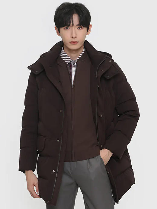 callisto咖色锦纶混纺羽绒服 FRFED055C 商品图0