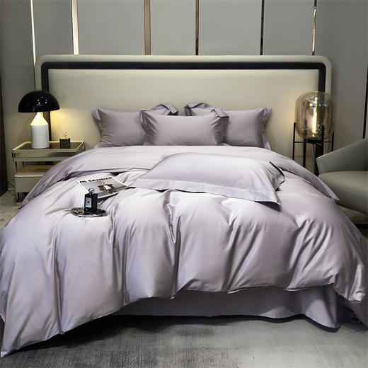 自然醒60支贡缎长绒棉简约纯色四件套轻奢级数码印花拼角四件套高品质礼单双人床上用品三件套KY 商品图1