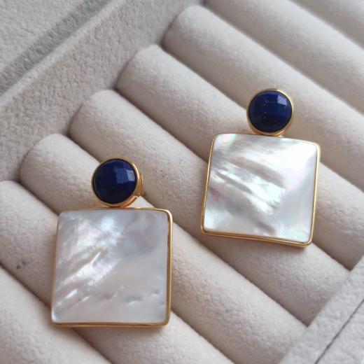 925银镀金青金石耳环 商品图2