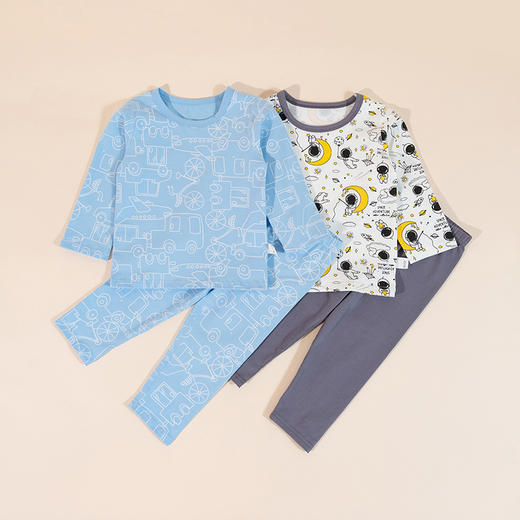 贝贝怡儿童内衣套装春秋男童莱卡棉秋衣秋裤中大童小孩薄款睡衣233T2641 商品图5