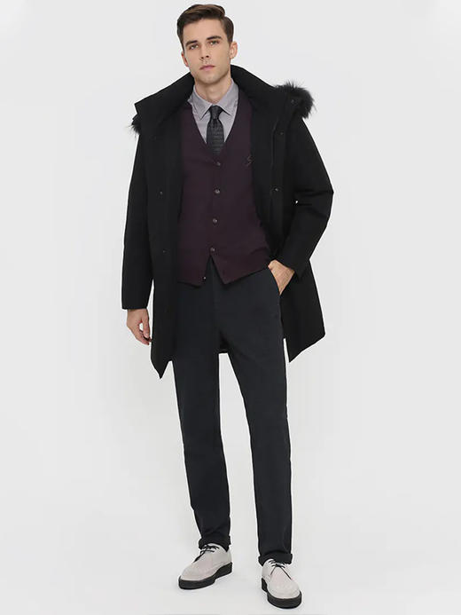 callisto黑色聚酯纤维中长款羽绒服 FRFED115C 商品图1