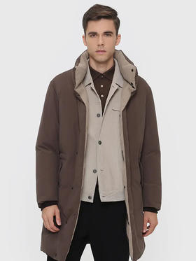 callisto咖色聚酯纤维羽绒服 FRFED118C