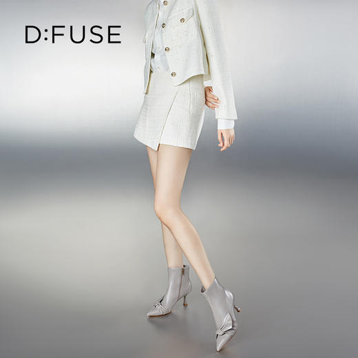 D:FUSE迪芙斯秋新款时装鞋女羊皮尖头蝴蝶结高跟裸靴靴子DF34116027 商品图7