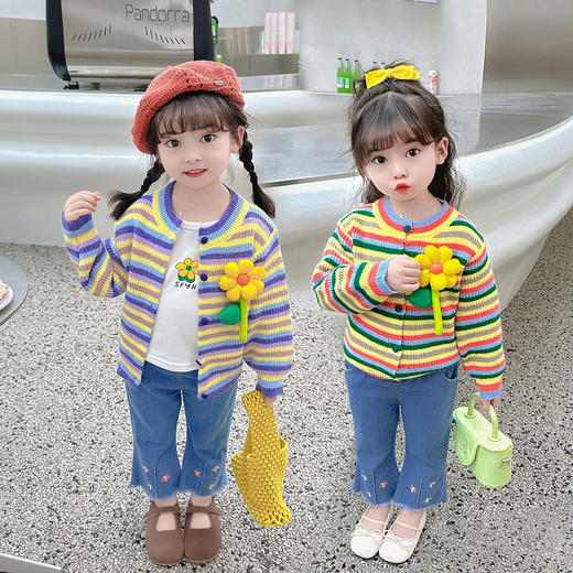 【时尚又可爱！清新甜美的韩系风格】女宝宝春秋2023新款时尚韩系三件套女孩韩系套装儿童童装，柔软舒适，时尚设计，让女孩更加可爱动人。rysh 商品图0