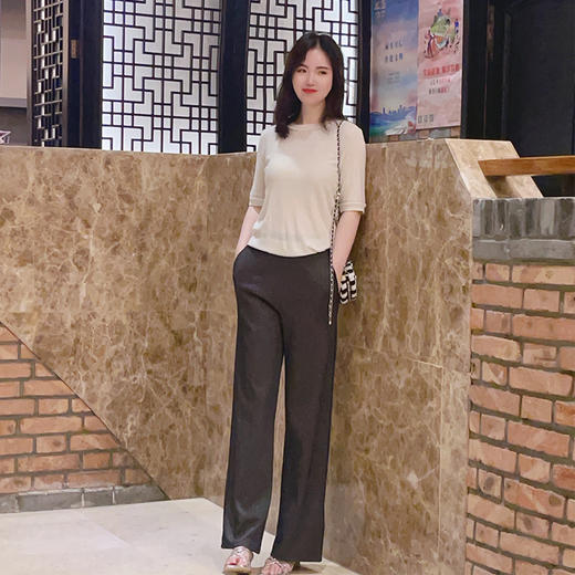 圣三利女装针织休闲九分宽腿裤SL1936450 商品图1
