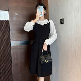 奢姿2026春季新款大码女装时尚气质荷叶领裙子胖妹妹拼接连衣裙9933860061