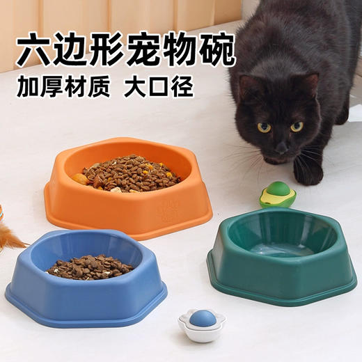 新款六边形塑料碗 加厚加深防打翻喂食碗水碗 喂食碗 宠物用品 商品图0