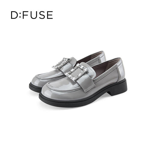 D:FUSE迪芙斯秋季新款单鞋女乐福鞋牛皮圆头钻扣经典深口女鞋DF33112016 商品图6