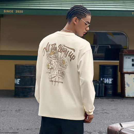 有志者UZIS 秋季纯棉圆领长袖男美式潮流T恤休闲运动投篮服[怒放] 商品图1