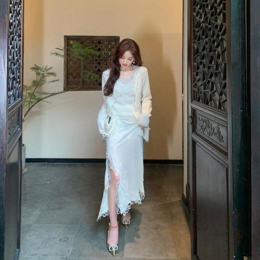 BeQueenStory【快乐音符】羊驼毛马海毛重工蕾丝织绣柔软毛衣三件套 商品图2