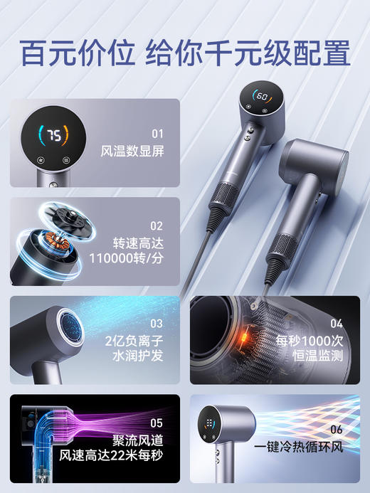 大宇 温感高速吹风机 家用2亿负离子护发大风力[福利品] 商品图4