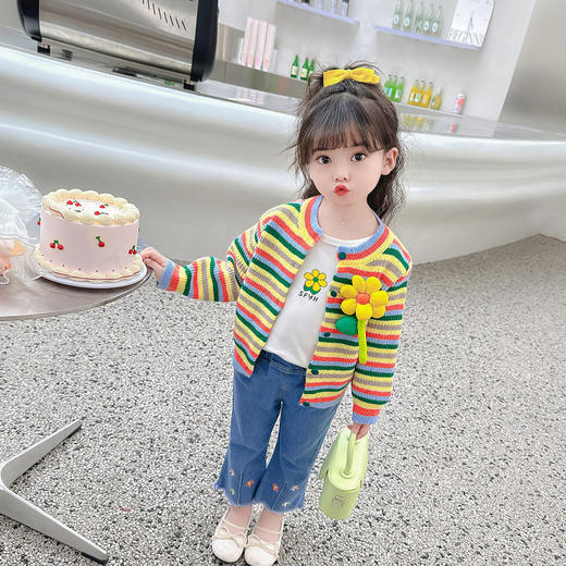 【时尚又可爱！清新甜美的韩系风格】女宝宝春秋2023新款时尚韩系三件套女孩韩系套装儿童童装，柔软舒适，时尚设计，让女孩更加可爱动人。rysh 商品图2