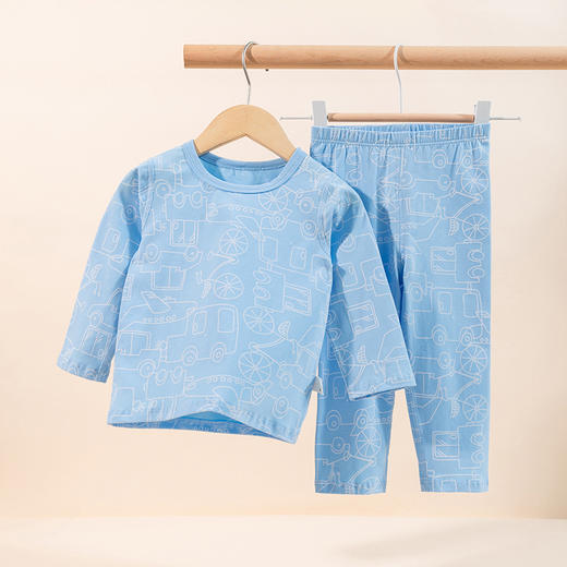 贝贝怡儿童内衣套装春秋男童莱卡棉秋衣秋裤中大童小孩薄款睡衣233T2641 商品图7