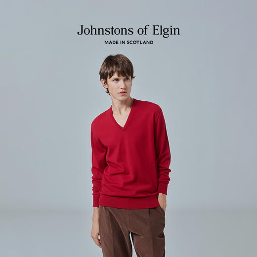 Johnstons of Elgin男士美利奴羊毛V领套头衫 商品图2