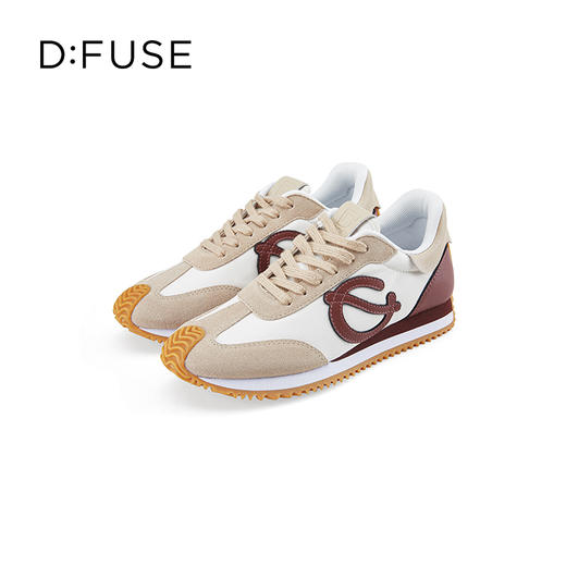 Dfuse迪芙斯秋季新款牛皮圆头休闲系带平底运动鞋DF33112212 商品图6