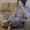 【法式睡衣女秋款冰丝薄款家居服】2023年新款气质长袖长裤套装，保型V领修饰颈部线条 环保活性印染 松紧裤腰带刚刚好不勒 挺阔裤腿 自在不束缚，舒适居家。 商品缩略图7