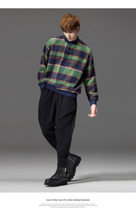 PINLI品立秋季新品男纯色小脚休闲裤潮牌百搭束脚黑色九分裤B233117018 商品图2