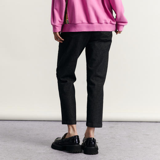 谜底绣花牛仔裤女2023秋新款复古拼接合体萝卜裤九分裤233MK1155 商品图2