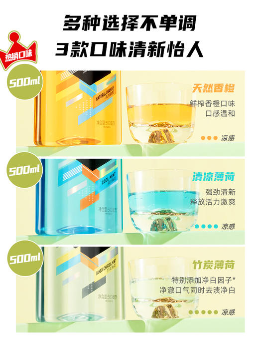 【限时折扣】舒客专效清新漱口水500ml  竹炭薄荷 清新去口气口臭 深洁口腔 新旧款 商品图8