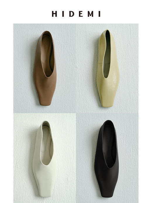 HIDEMI 经典方尖头羊皮柔软浅口平底鞋 商品图0