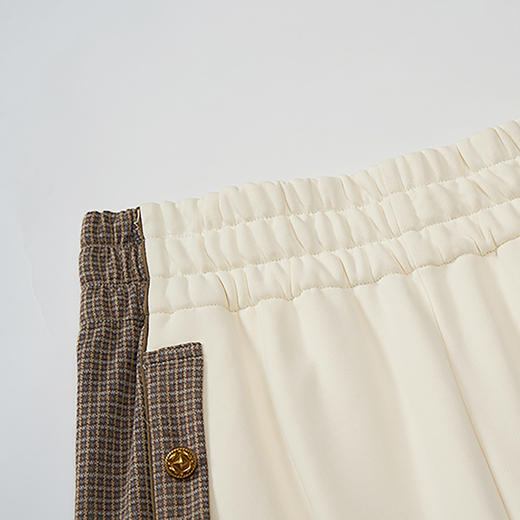 谜底休闲裤女2023秋新款复古拼接宽松百搭松紧腰九分裤233MK1064 商品图3