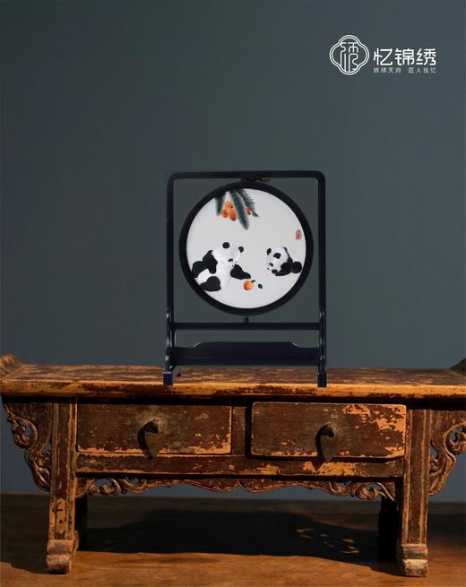 蜀锦双面绣-枇杷双熊猫 商品图0