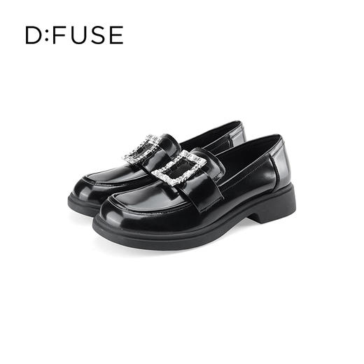 D:FUSE迪芙斯秋季新款单鞋女乐福鞋牛皮圆头钻扣经典深口女鞋DF33112016 商品图9