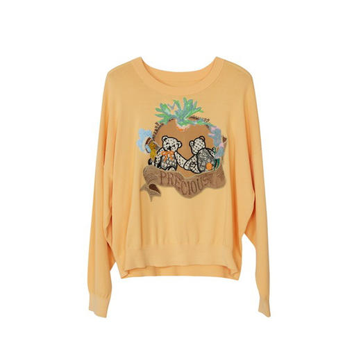 谜底圆领套头针织衫女2023秋新款复古文艺绣花毛衫长袖233MZ1293 商品图4