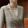 圣三利女装  时尚商务格纹拼接系带西装外套SL2032108 商品缩略图3
