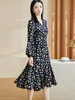 剩S/M 米思阳2026春季新款优雅气质碎花连衣裙v领褶皱长袖收腰裙子2749 商品缩略图4