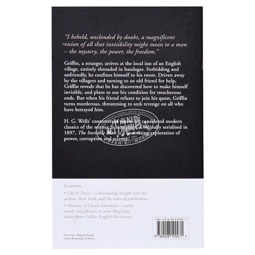 【中商原版】柯林斯经典文学 隐形人 Collins Classics The Invisible Man 英文原版 赫伯特 乔治 威尔斯 H G Wells 商品图1