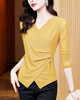 秋季新款，修身显瘦百搭交叉V领纯色长袖网纱打底衫女KQL-E37M2669 商品缩略图2