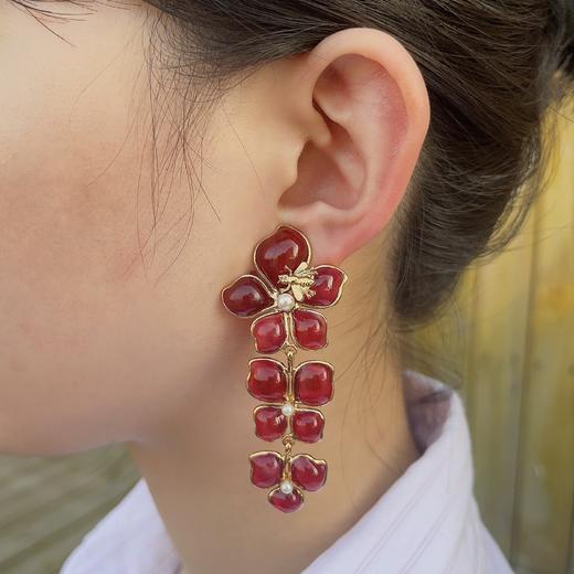 北京仓｜Gripoix Paris-Pop Glamour-红色 幸运草 小蜜蜂 耳环［法国设计师］ 商品图5