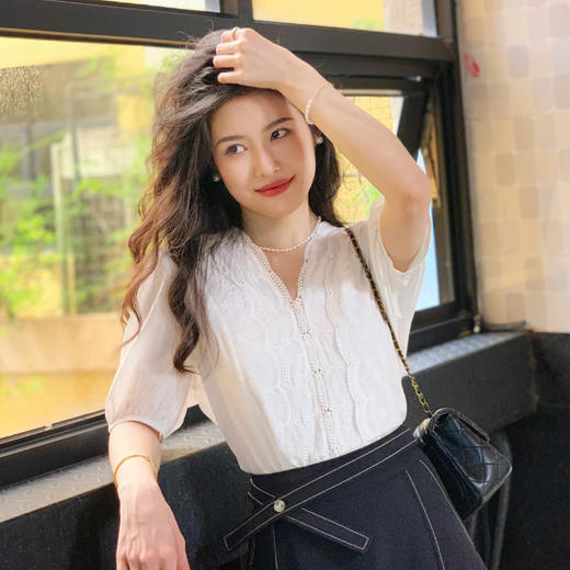 【百图lulu定制】【铃兰衬衫】法式温柔风  灯笼袖衬衫 商品图0