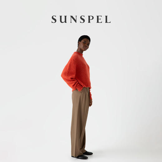 SUNSPEL女士秋冬马海毛桑蚕丝混纺圆领针织毛衣套头衫 商品图5