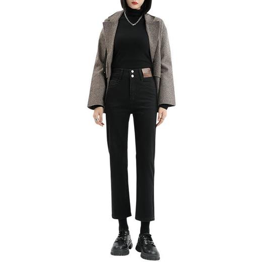 HEY+JEANS直筒牛仔裤女2023韩版新款高腰显瘦小个子高弹力烟管裤 商品图4