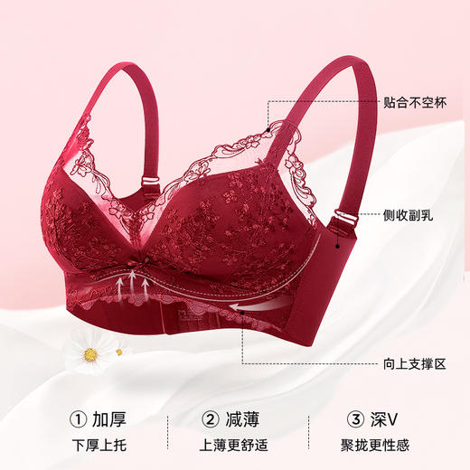熳洁儿 内衣女小胸聚拢文胸收副乳防下垂调整型小胸显大AB通杯22761527 商品图5