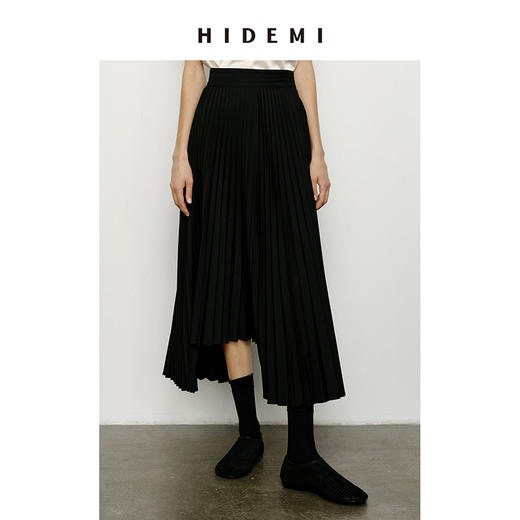 HIDEMI 极简不对称设计感百褶裙半身裙 商品图0