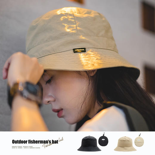 马登女装山系户外登山渔夫帽两用手提零钱包钱袋便携帽遮阳帽子 商品图0