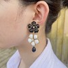 北京仓｜Gripoix Paris-Vintage-Double Flower-黑白花朵 琉璃 耳环［法国设计师］ 商品缩略图1